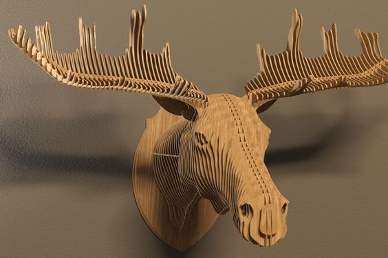 Moose 3d puzzle  cut wood diy   akz.vn