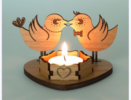 Wooden Tea Light Holder for Valentine's Day 5 item  